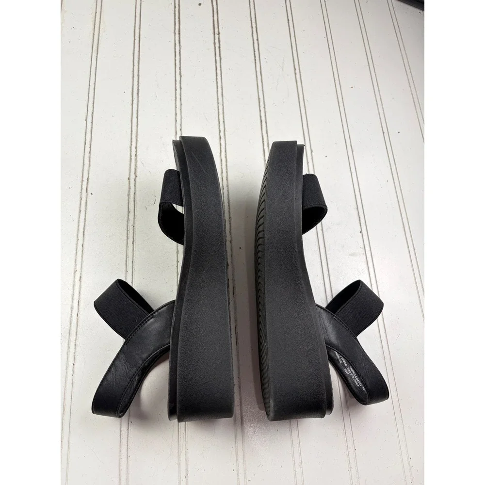 Steve Madden Jovial Black Elastic Platform Slingback Sandals Women's Size 6.5